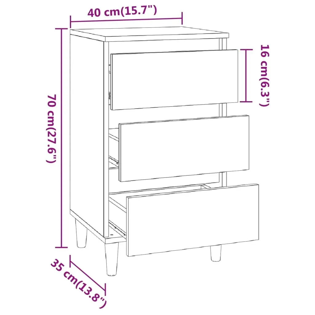 Bedside Cabinet Black 40x35x70 cm Engineered Wood 819661