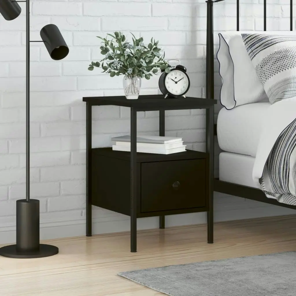 Bedside Cabinet Black 34x36x50 cm Engineered Wood 826043