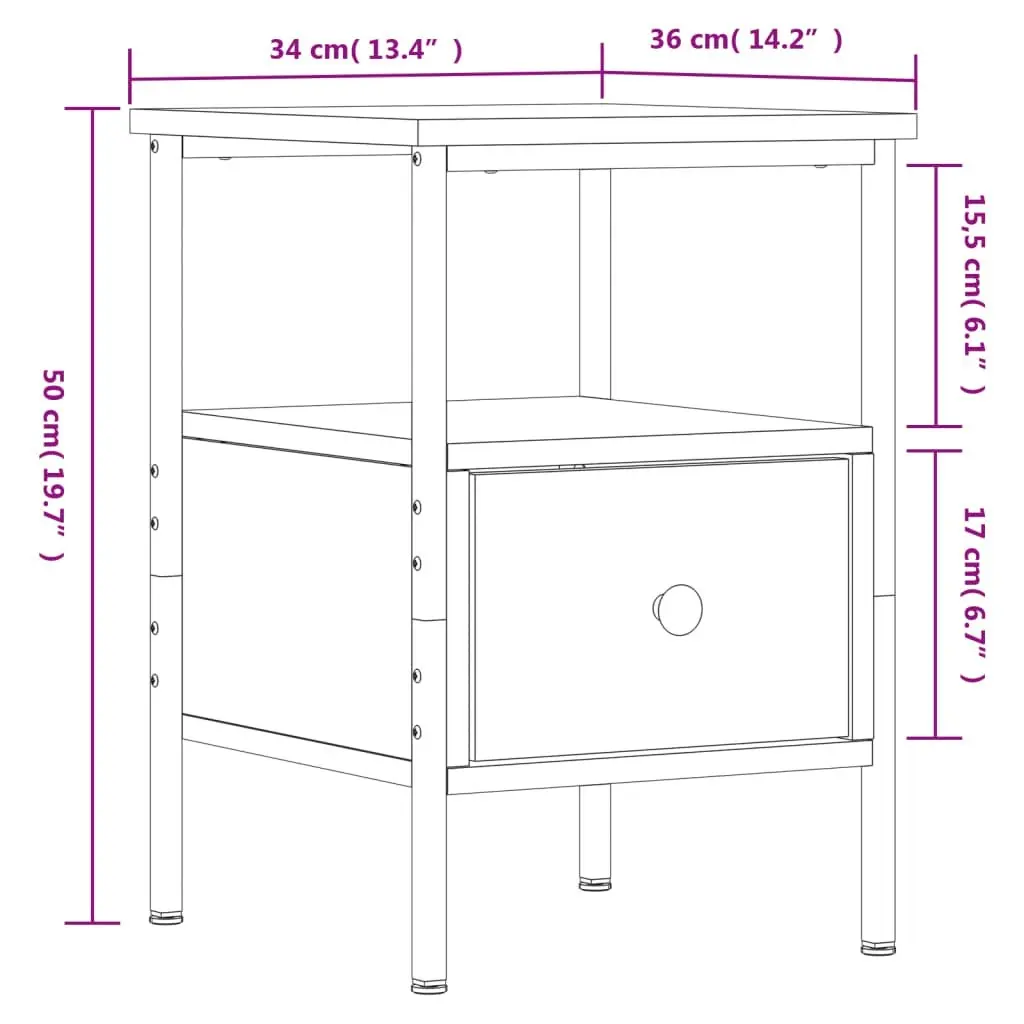 Bedside Cabinet Black 34x36x50 cm Engineered Wood 826043