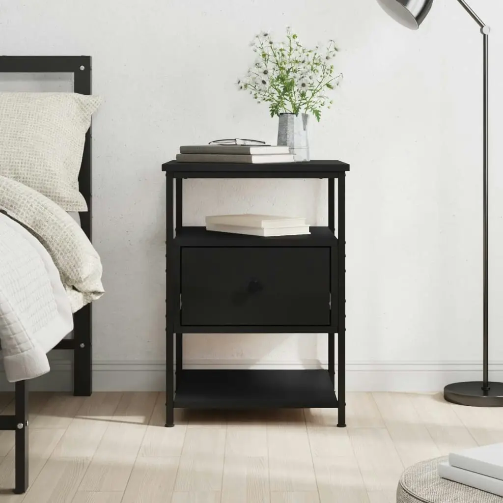 Bedside Cabinet Black 40x42x56 cm Engineered Wood 826023