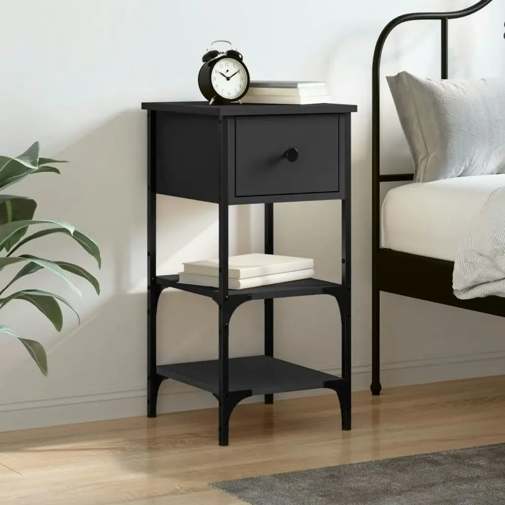 Bedside Cabinet Black 34x36x70 cm Engineered Wood 825973