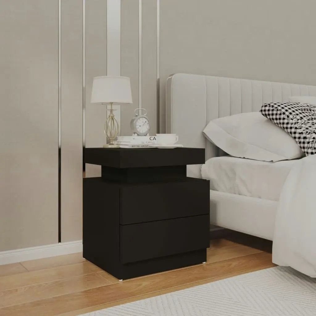 Bedside Cabinet Black 45x35x52 cm Engineered Wood 326850