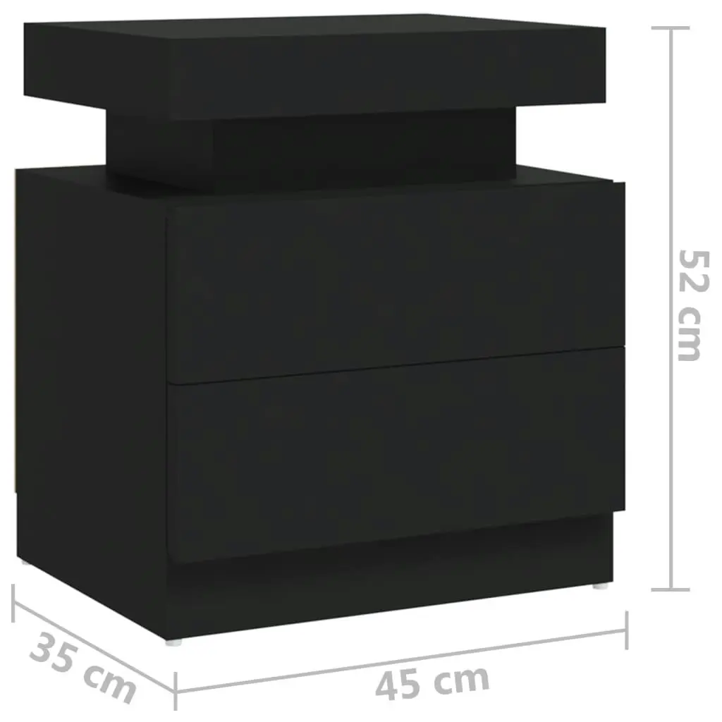 Bedside Cabinet Black 45x35x52 cm Engineered Wood 326850