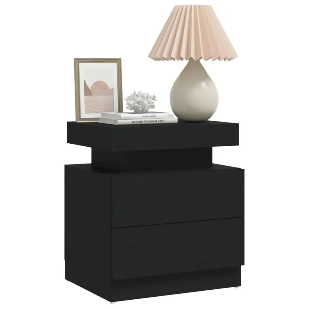 Bedside Cabinet Black 45x35x52 cm Engineered Wood 326850