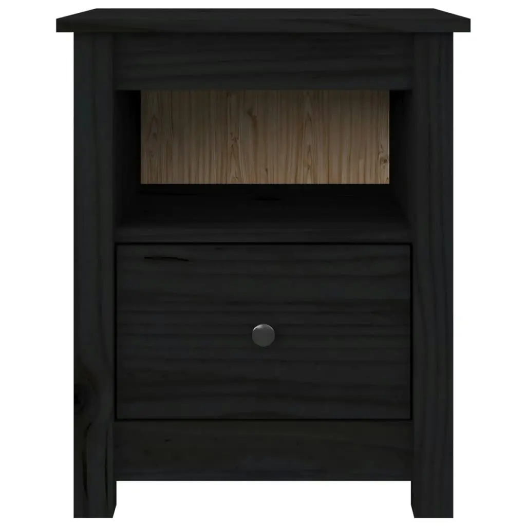 Bedside Cabinet Black 40x35x49 cm Solid Wood Pine 813717