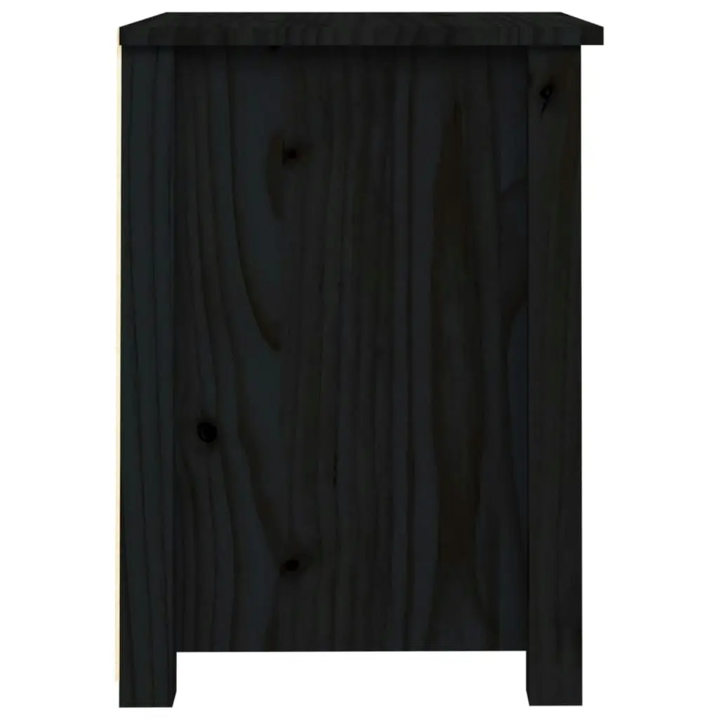 Bedside Cabinet Black 40x35x49 cm Solid Wood Pine 813717