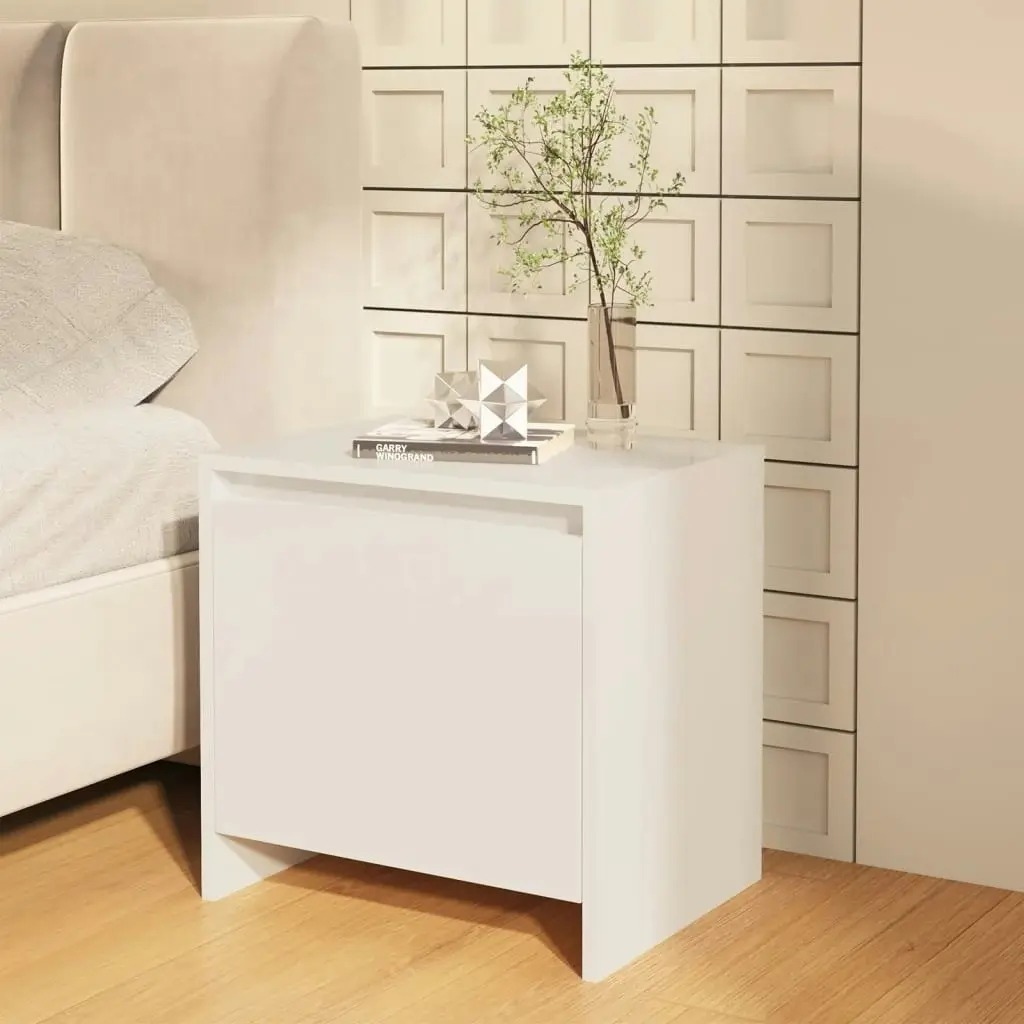 Bedside Cabinet High Gloss White 45x34x44.5 cm Engineered Wood 809875