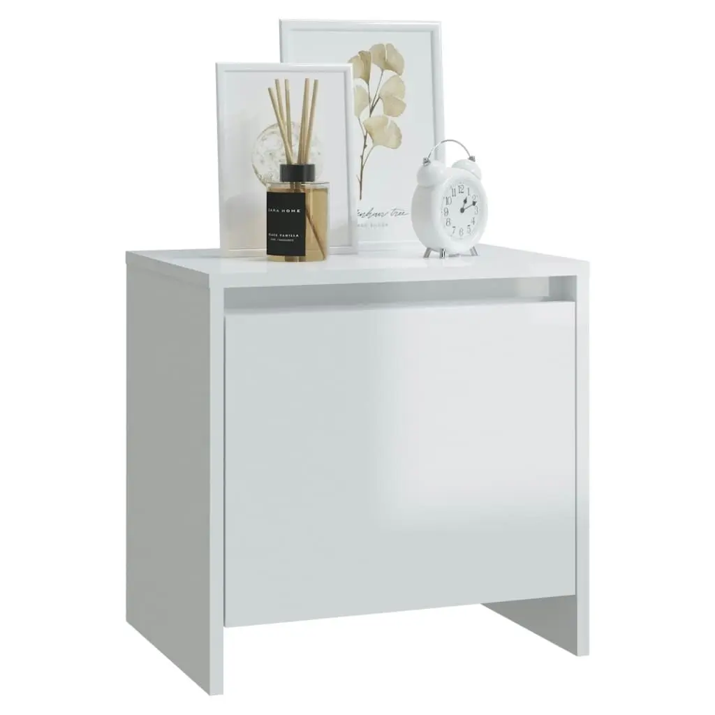 Bedside Cabinet High Gloss White 45x34x44.5 cm Engineered Wood 809875