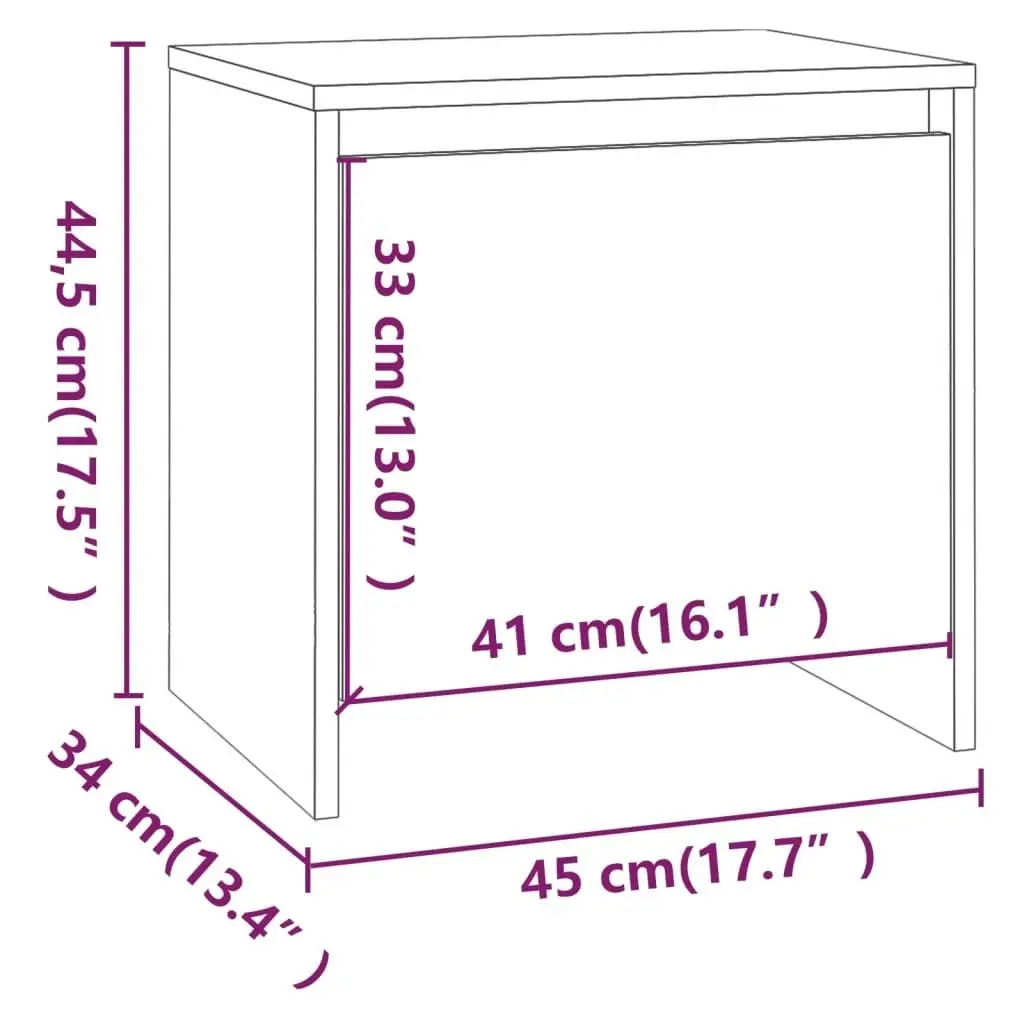 Bedside Cabinet High Gloss White 45x34x44.5 cm Engineered Wood 809875