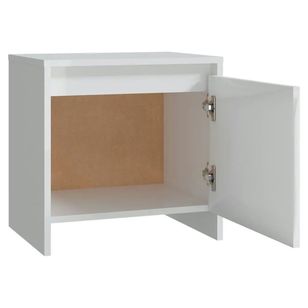 Bedside Cabinet High Gloss White 45x34x44.5 cm Engineered Wood 809875