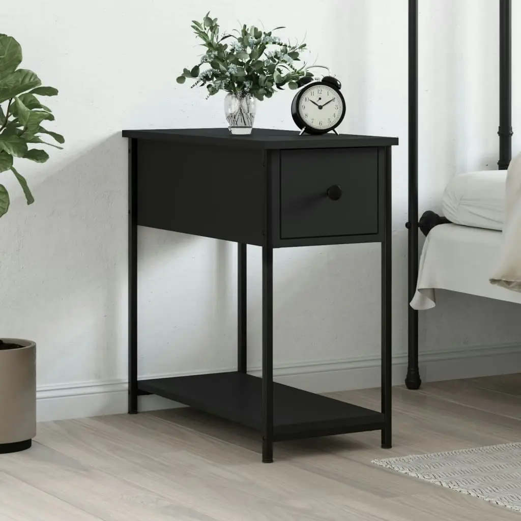 Bedside Cabinet Black 30x60x60 cm Engineered Wood 826053