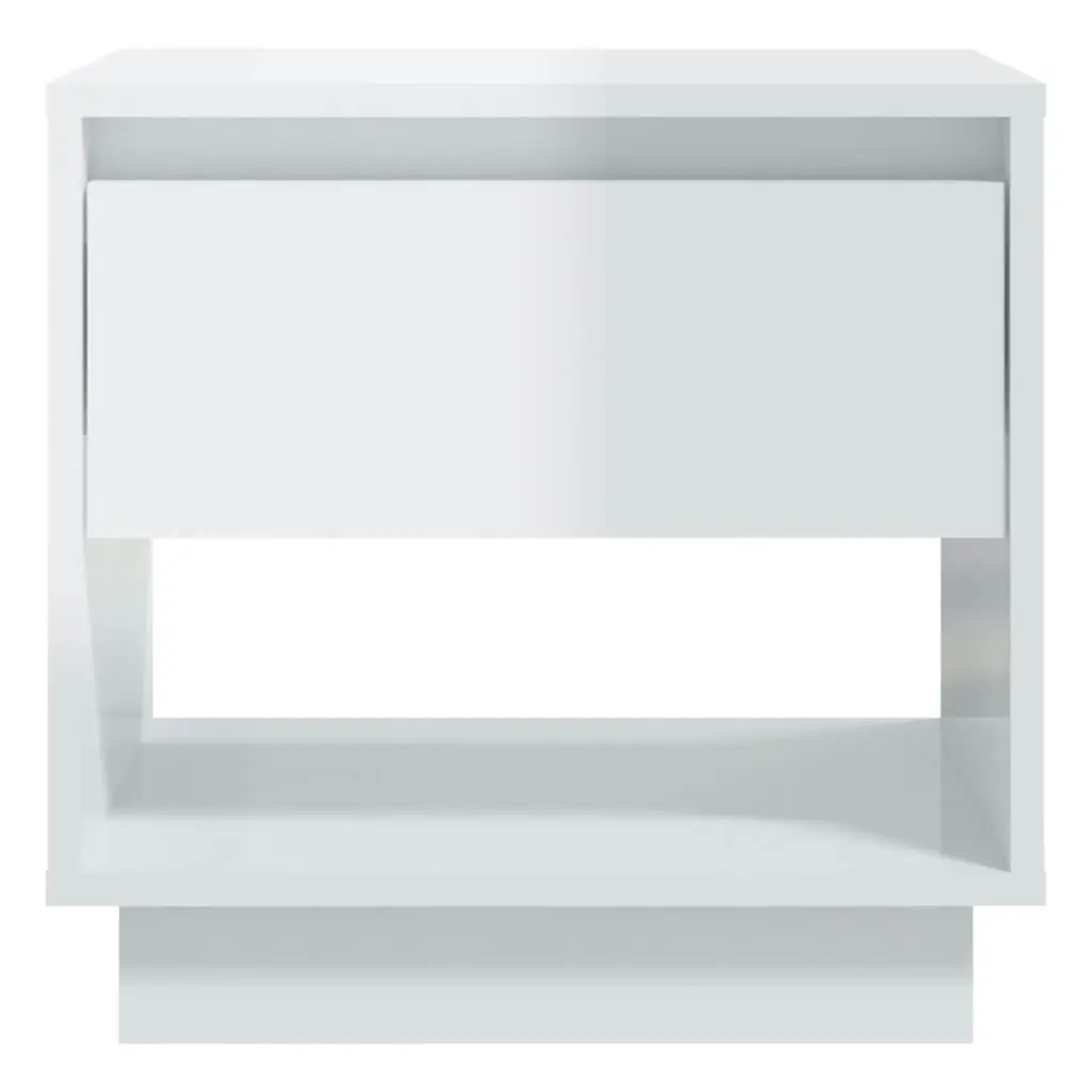 Bedside Cabinet High Gloss White 45x34x44 cm Engineered Wood 809524