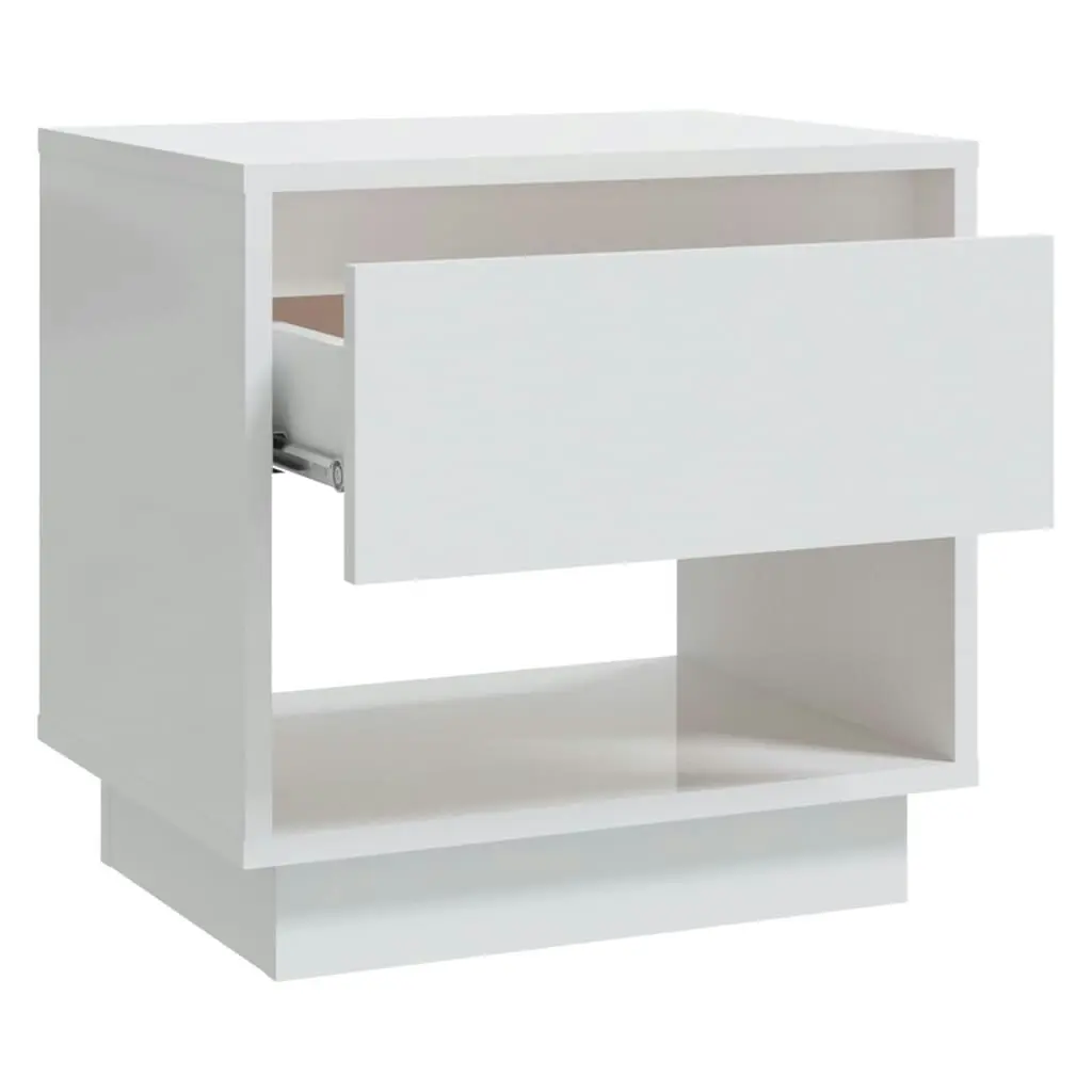 Bedside Cabinet High Gloss White 45x34x44 cm Engineered Wood 809524