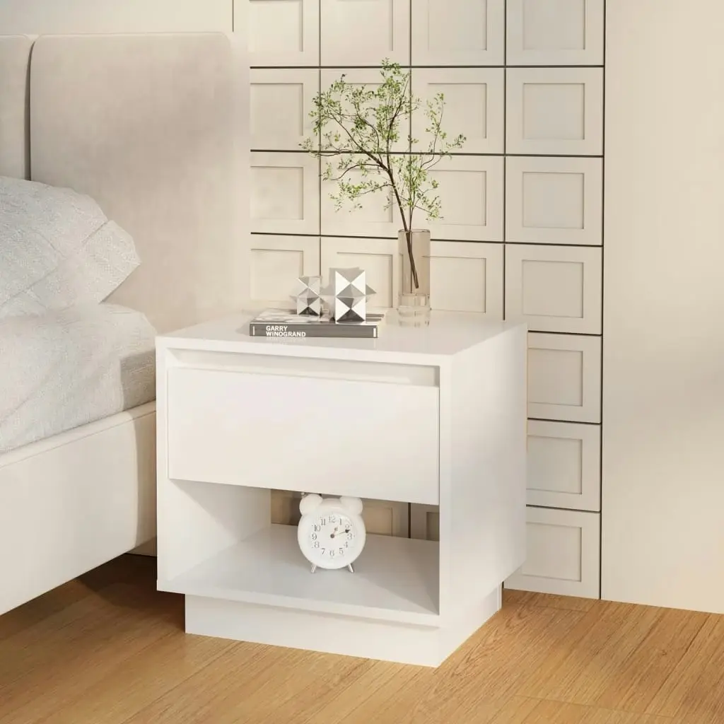 Bedside Cabinet High Gloss White 45x34x44 cm Engineered Wood 809524