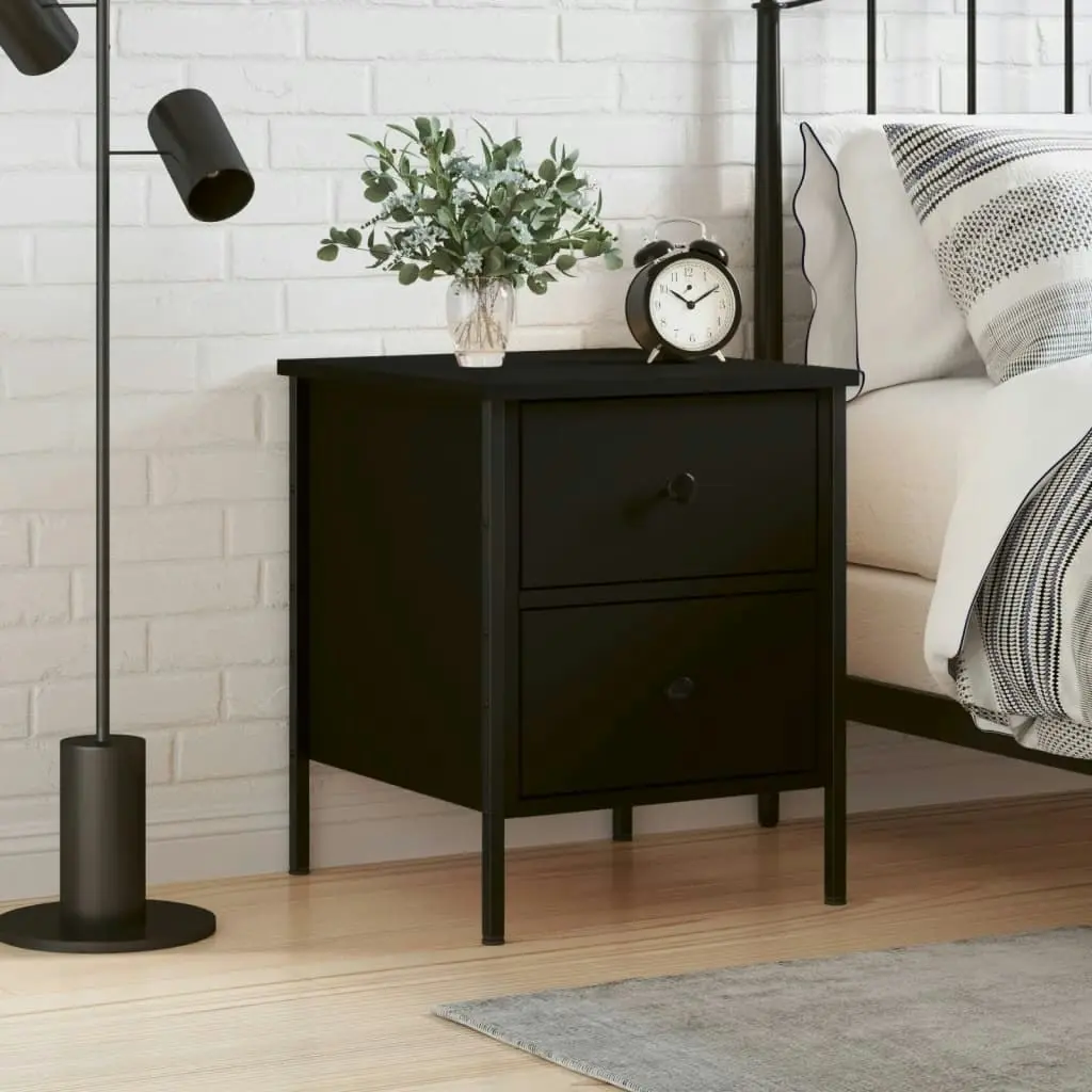 Bedside Cabinet Black 40x42x50 cm Engineered Wood 825983