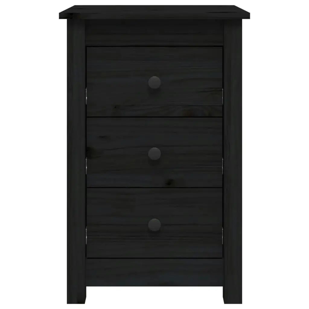 Bedside Cabinet Black 40x35x61.5 cm Solid Wood Pine 813707