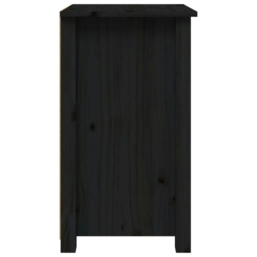 Bedside Cabinet Black 40x35x61.5 cm Solid Wood Pine 813707