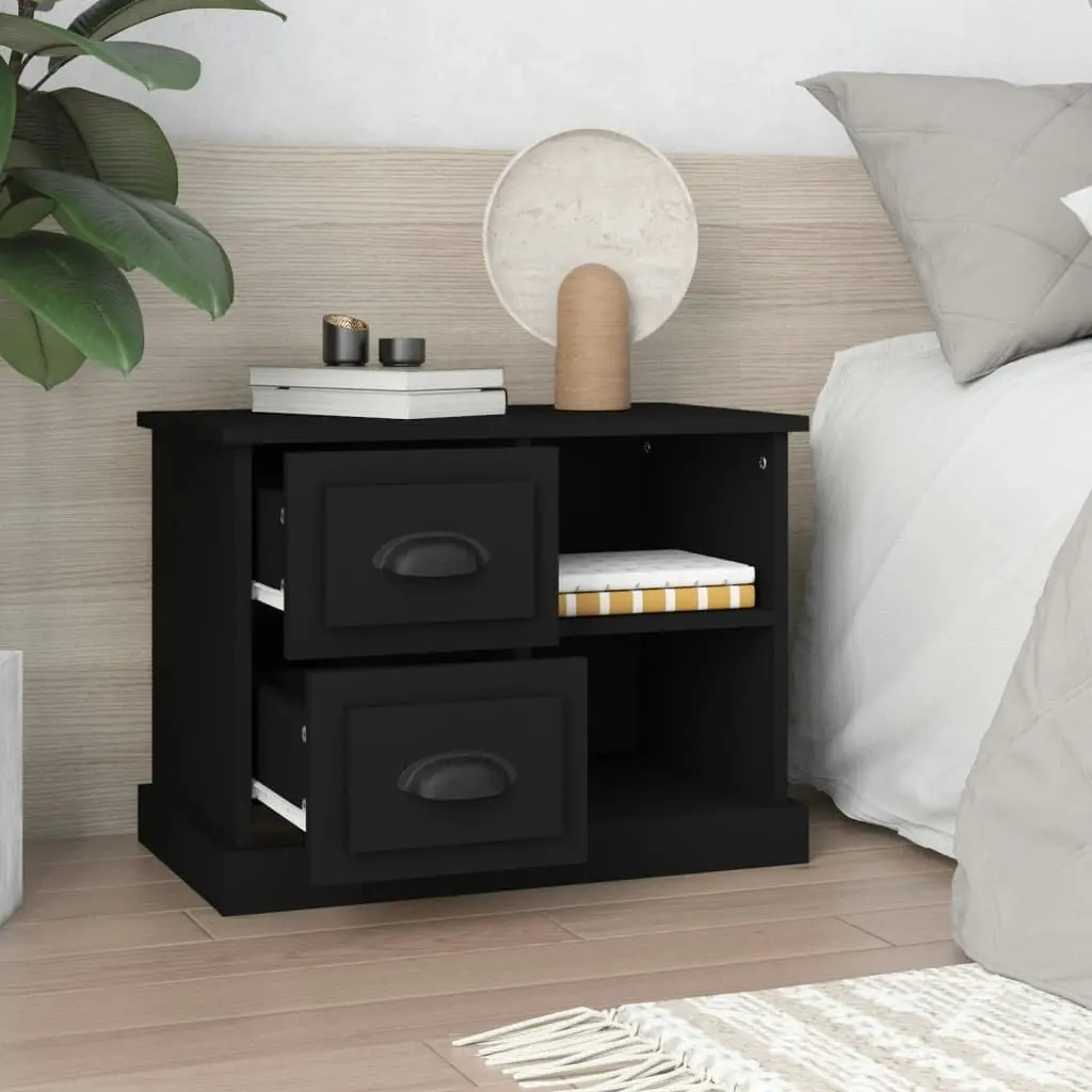 Bedside Cabinet Black 60x35.5x45 cm 816369