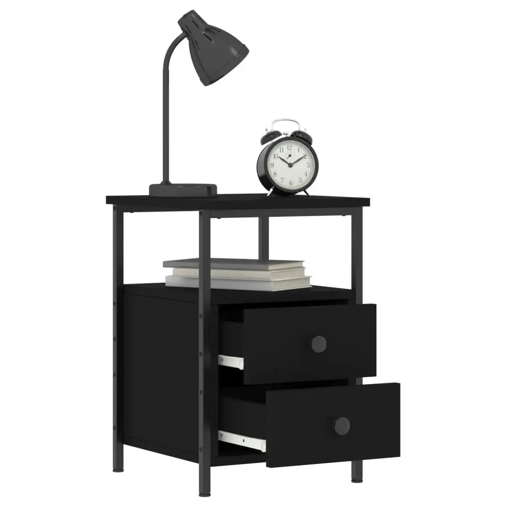 Bedside Cabinet Black 34x35.5x50 cm Engineered Wood 826013