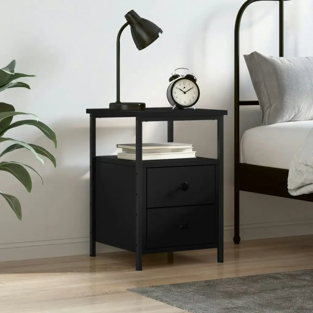 Bedside Cabinet Black 34x35.5x50 cm Engineered Wood 826013