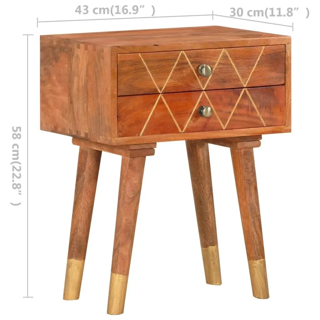 Bedside Cabinet 43x30x58 cm Solid Mango Wood 285853