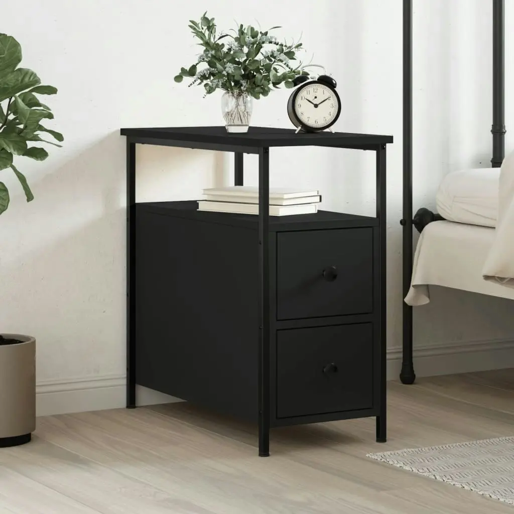 Bedside Cabinet Black 30x60x60 cm Engineered Wood 826063