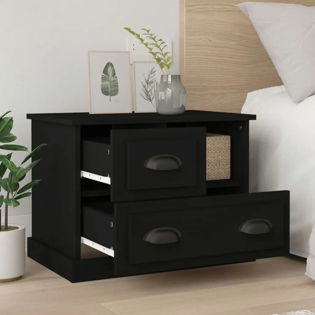 Bedside Cabinet Black 60x39x45 cm 816361