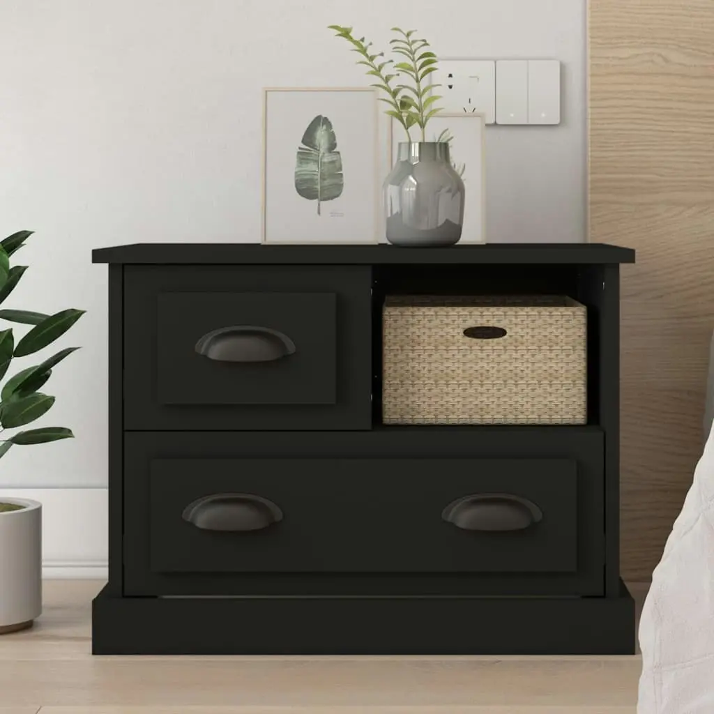 Bedside Cabinet Black 60x39x45 cm 816361