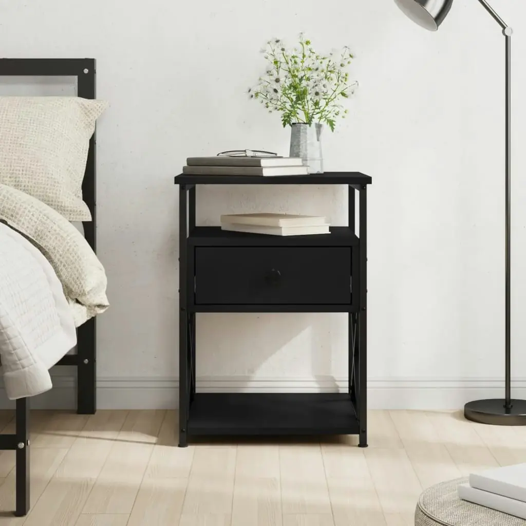 Bedside Cabinet Black 40x42x55 cm Engineered Wood 826073