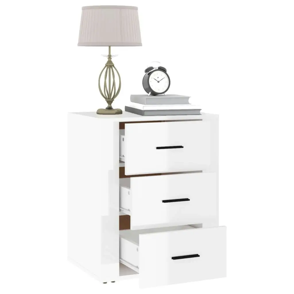 Bedside Cabinet High Gloss White 50x36x60 cm Engineered Wood 816714