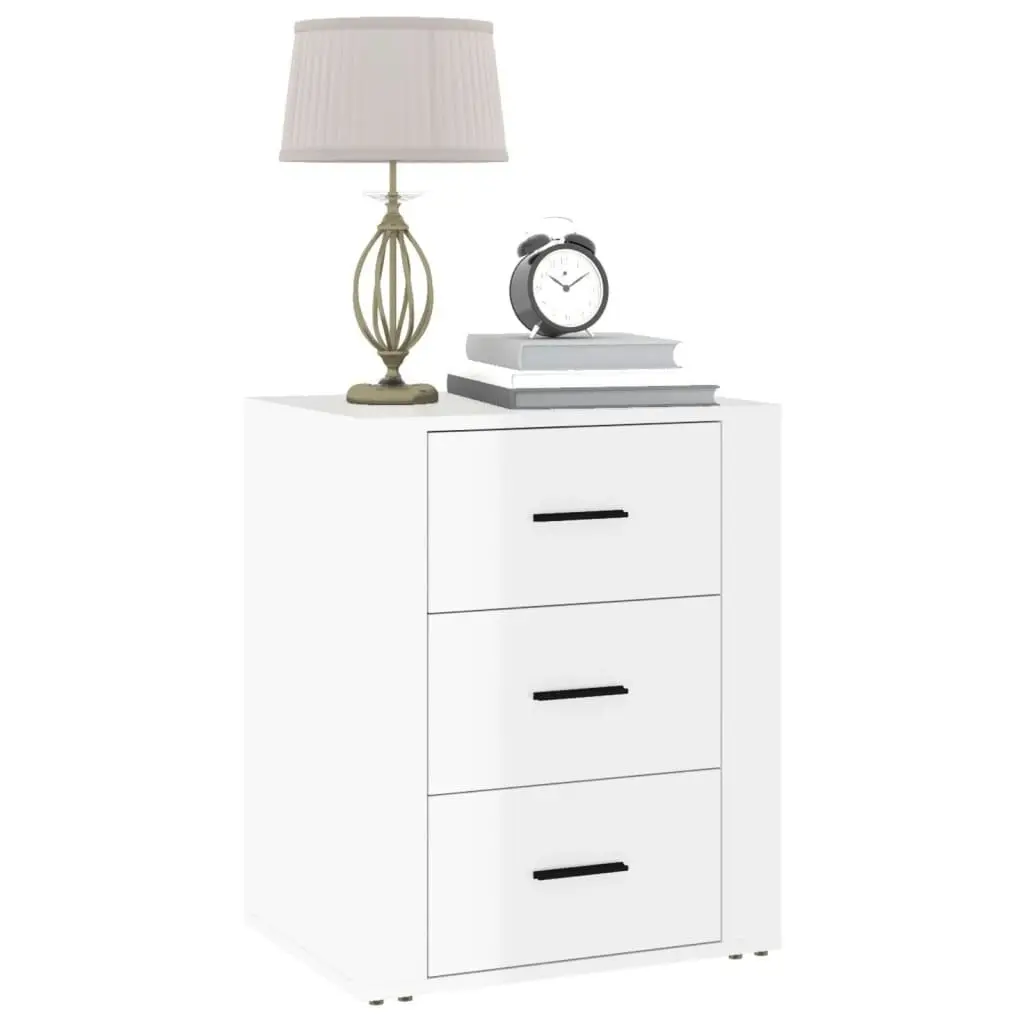 Bedside Cabinet High Gloss White 50x36x60 cm Engineered Wood 816714