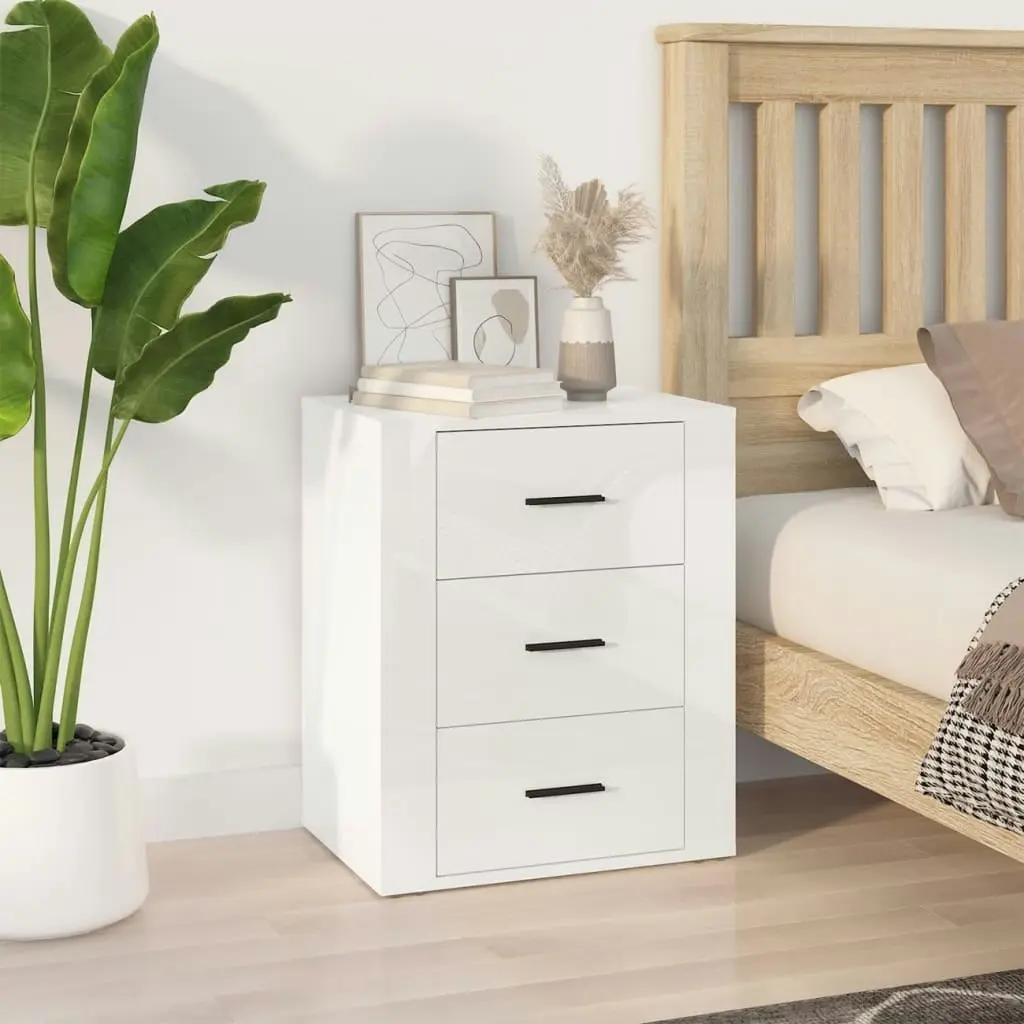 Bedside Cabinet High Gloss White 50x36x60 cm Engineered Wood 816714