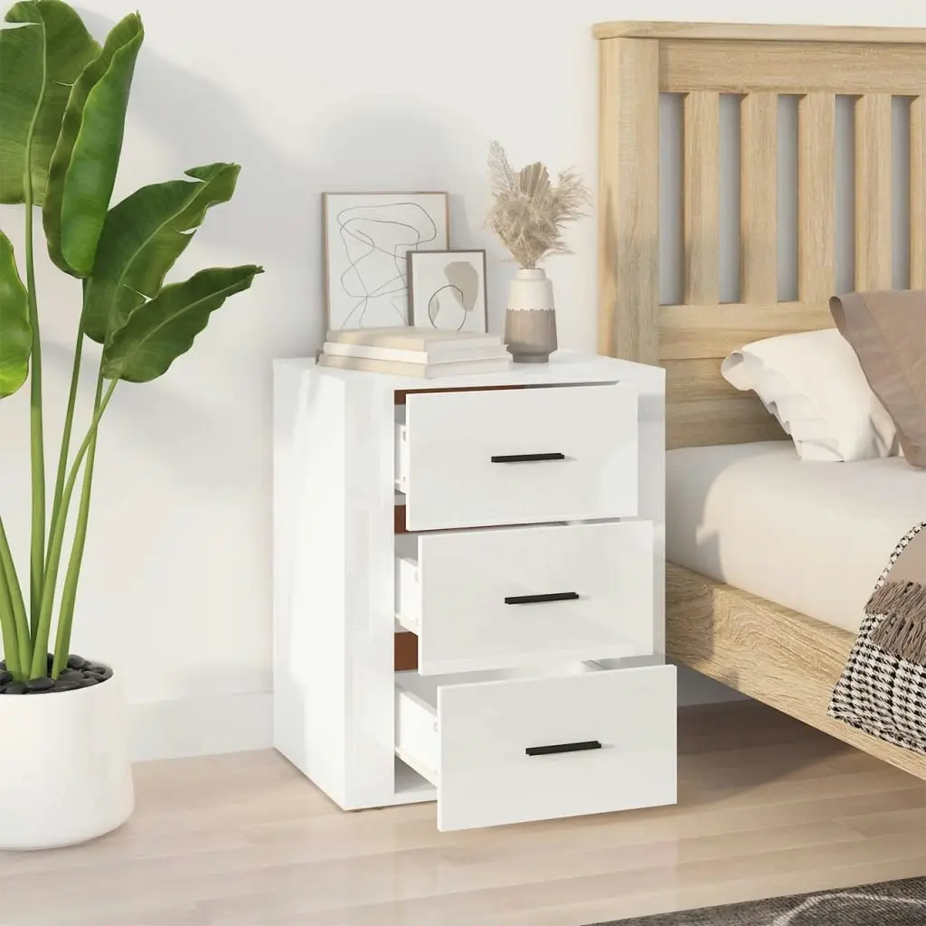 Bedside Cabinet High Gloss White 50x36x60 cm Engineered Wood 816714