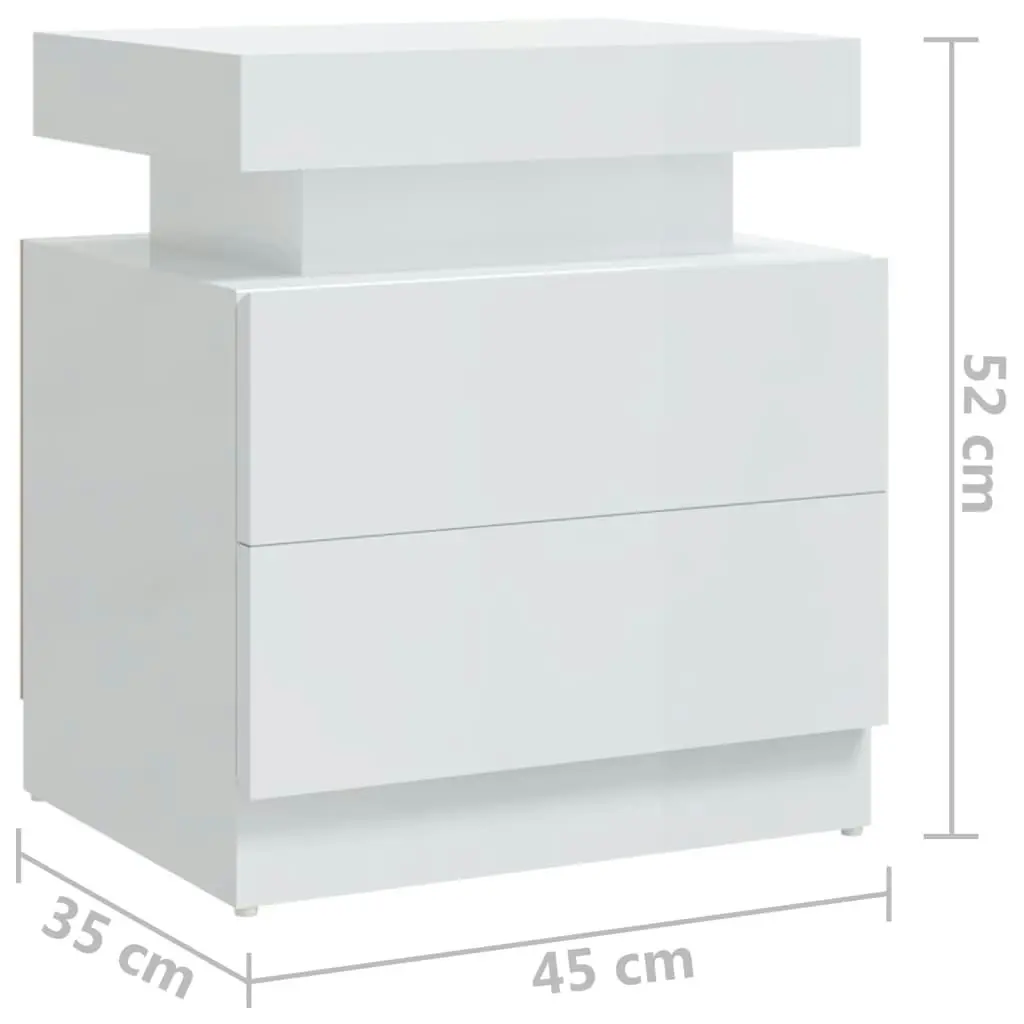 Bedside Cabinet High Gloss White 45x35x52 cm Engineered Wood 326855