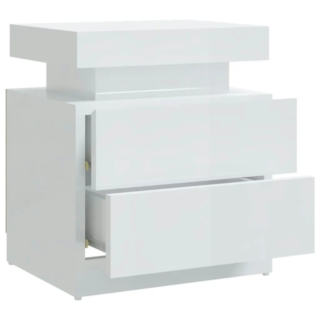 Bedside Cabinet High Gloss White 45x35x52 cm Engineered Wood 326855