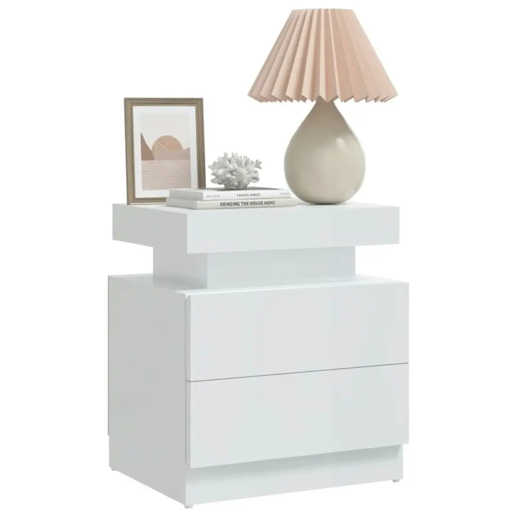 Bedside Cabinet High Gloss White 45x35x52 cm Engineered Wood 326855