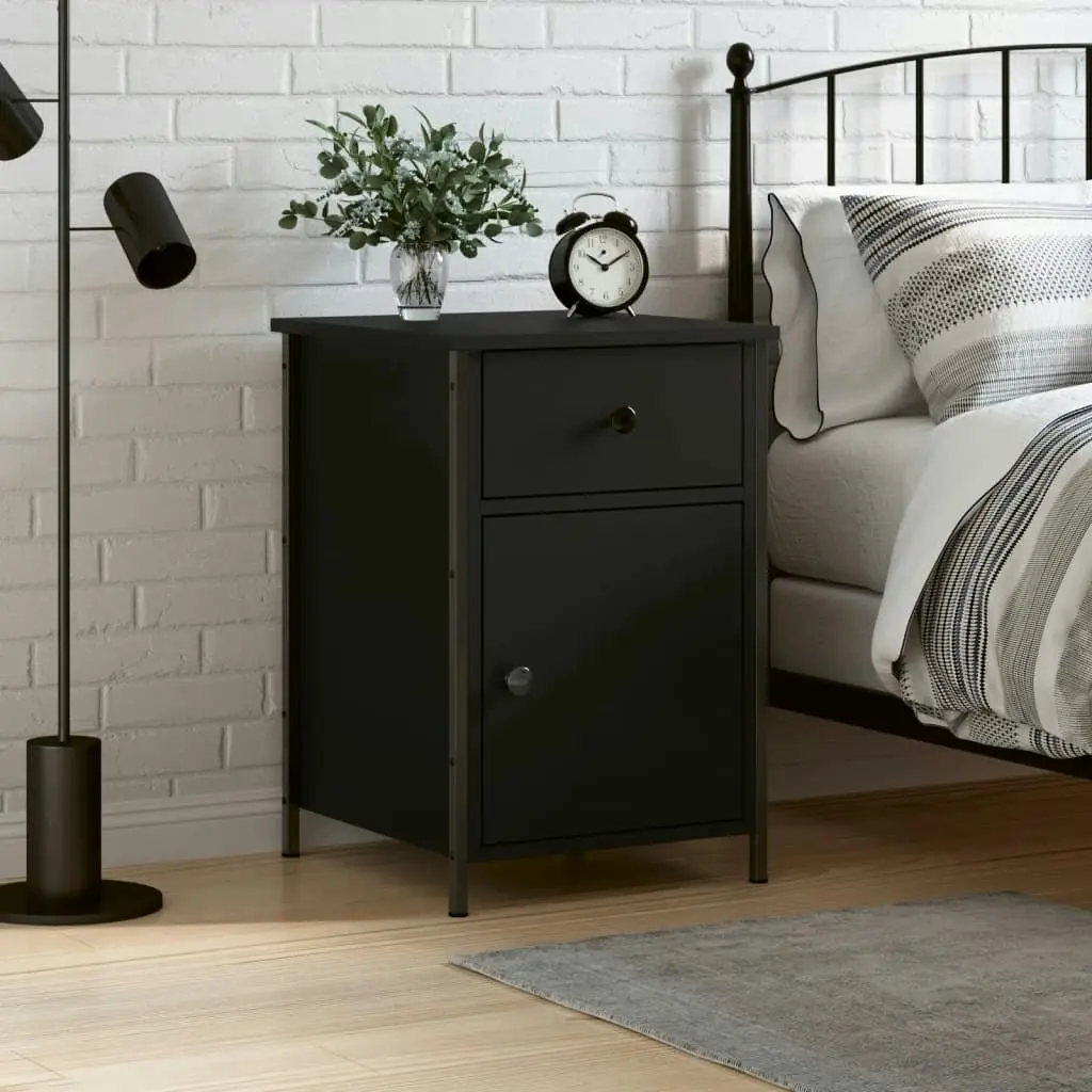 Bedside Cabinet Black 40x42x60 cm Engineered Wood 825903