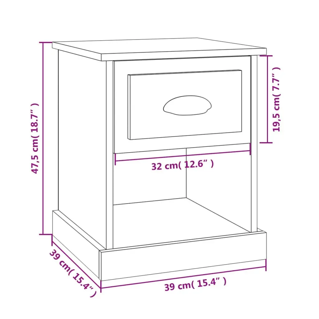 Bedside Cabinet Brown Oak 39x39x47.5 cm Engineered Wood 816142