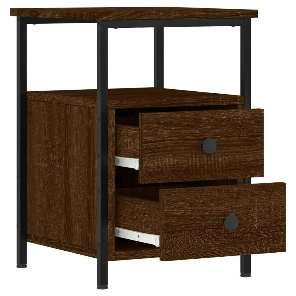 Bedside Cabinet Brown Oak 34x35.5x50 cm Engineered Wood 826021