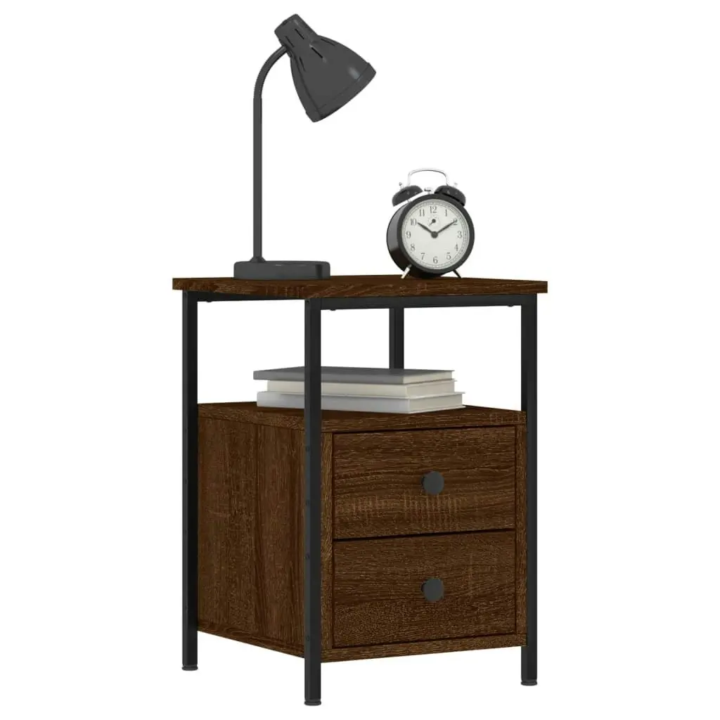 Bedside Cabinet Brown Oak 34x35.5x50 cm Engineered Wood 826021