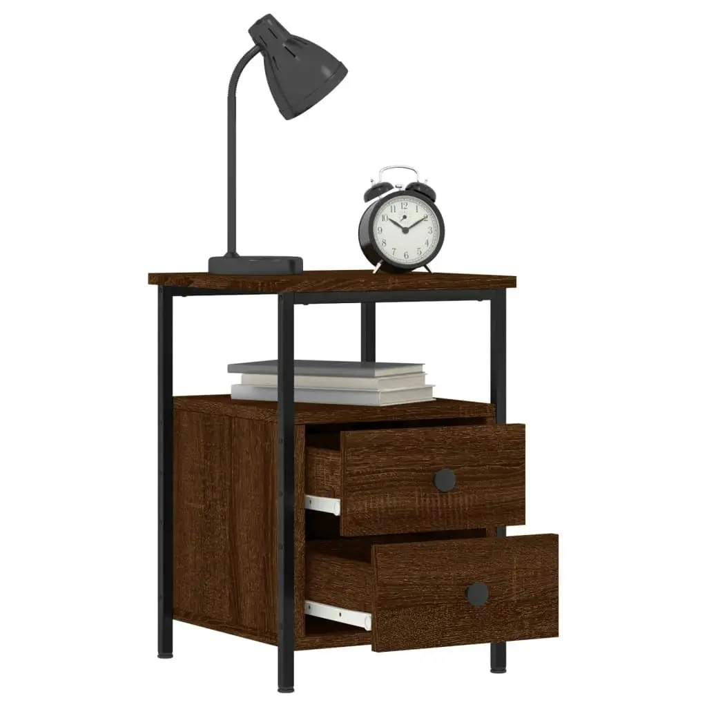 Bedside Cabinet Brown Oak 34x35.5x50 cm Engineered Wood 826021