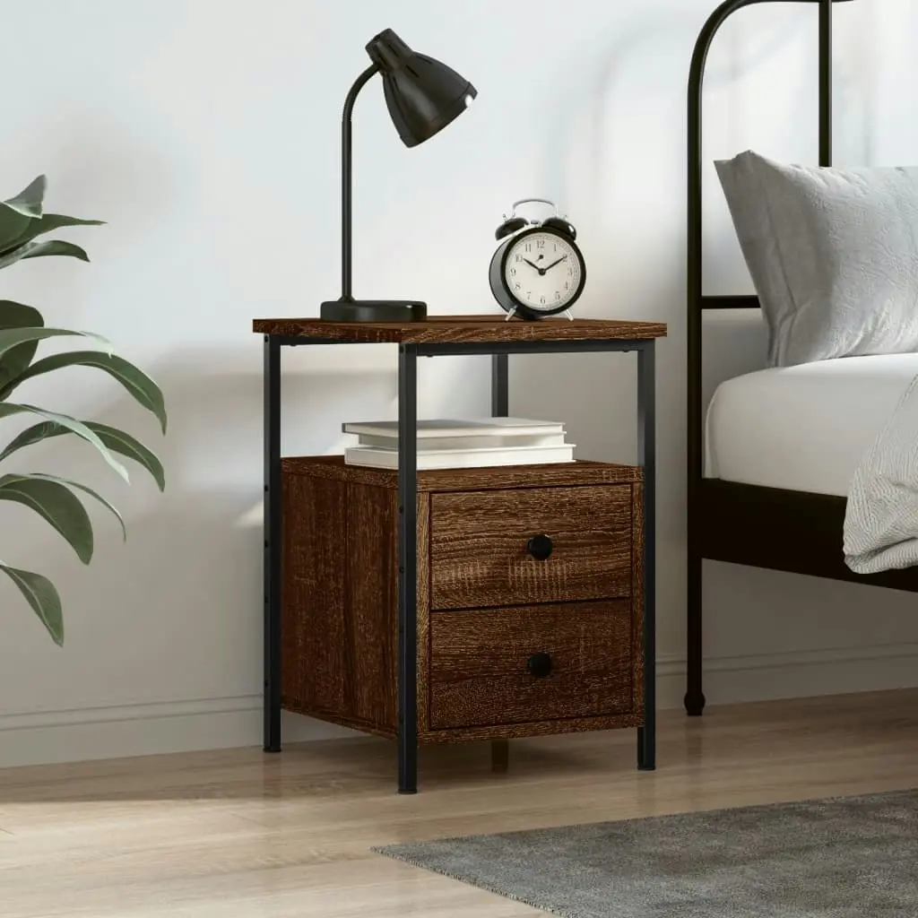 Bedside Cabinet Brown Oak 34x35.5x50 cm Engineered Wood 826021