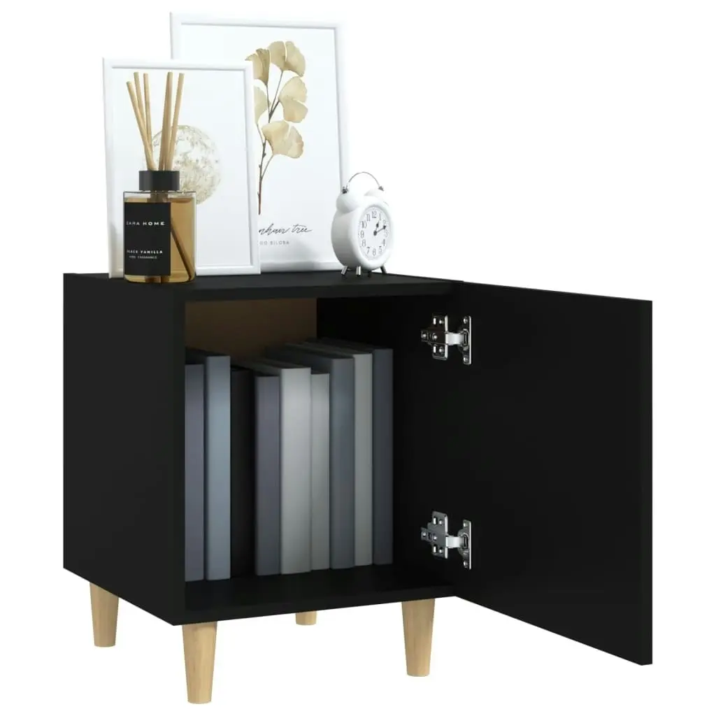 Bedside Cabinet Black Engineered Wood 812044