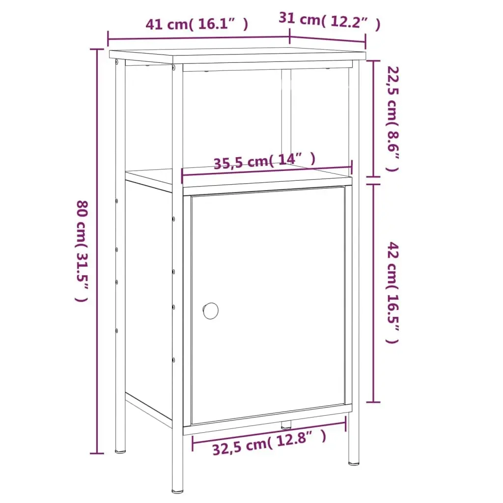 Bedside Cabinet Black 41x31x80 cm Engineered Wood 825923