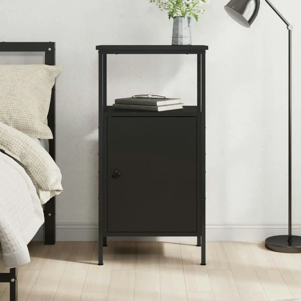 Bedside Cabinet Black 41x31x80 cm Engineered Wood 825923