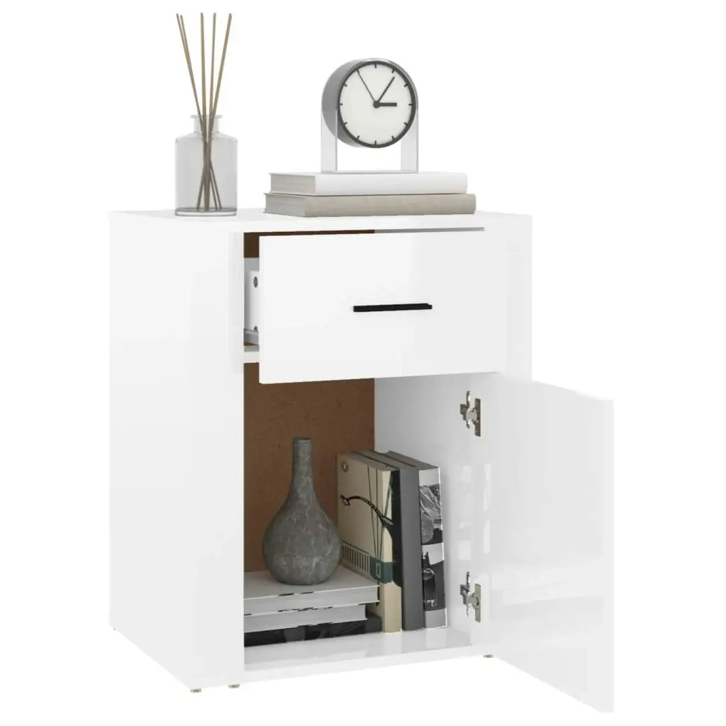 Bedside Cabinet High Gloss White 50x36x60 cm Engineered Wood 816722