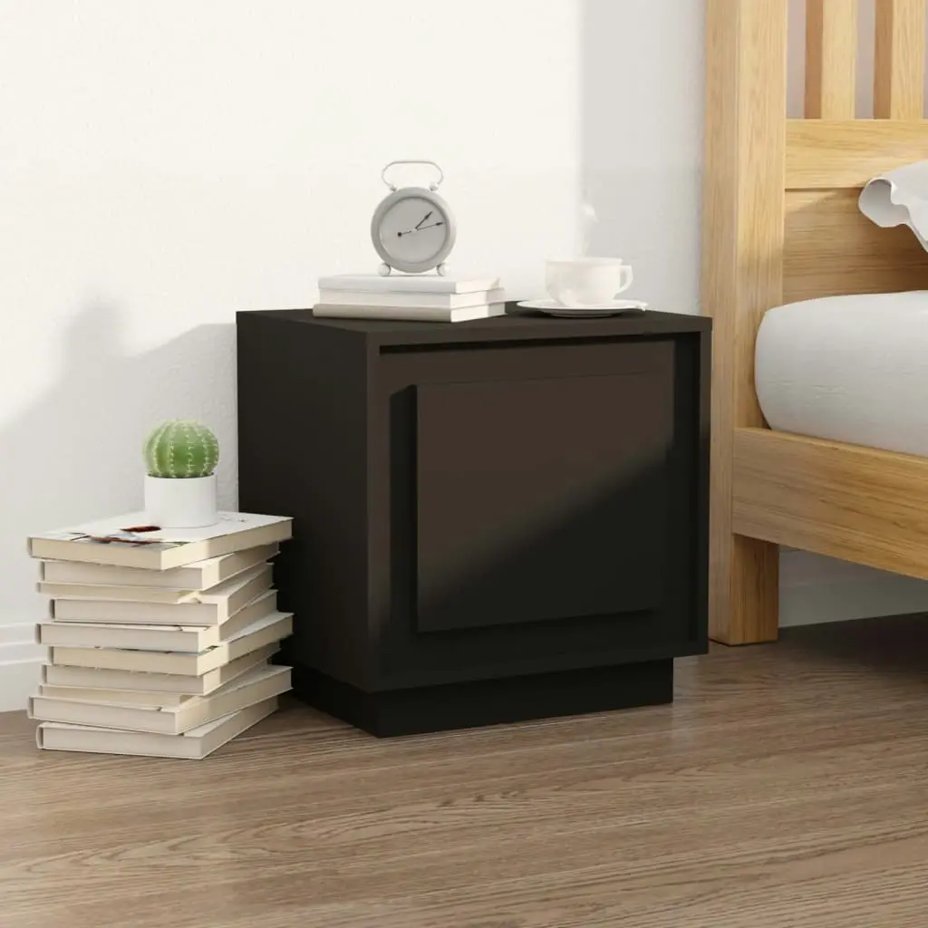 Bedside Cabinet Black 44x35x45 cm Engineered Wood 819838