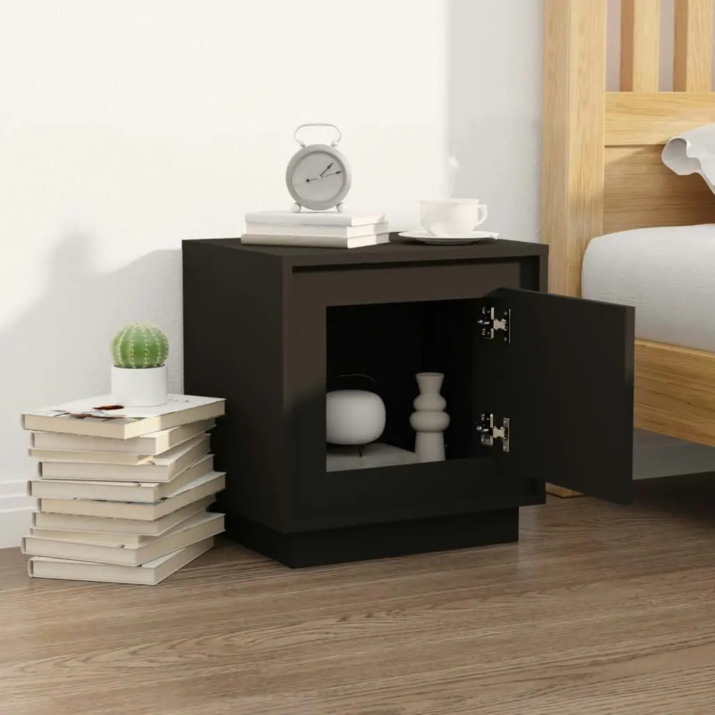 Bedside Cabinet Black 44x35x45 cm Engineered Wood 819838