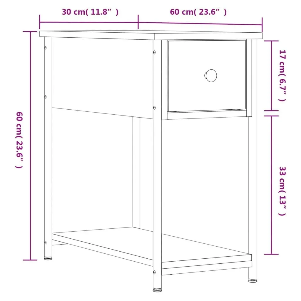 Bedside Cabinet Brown Oak 30x60x60 cm Engineered Wood 826061