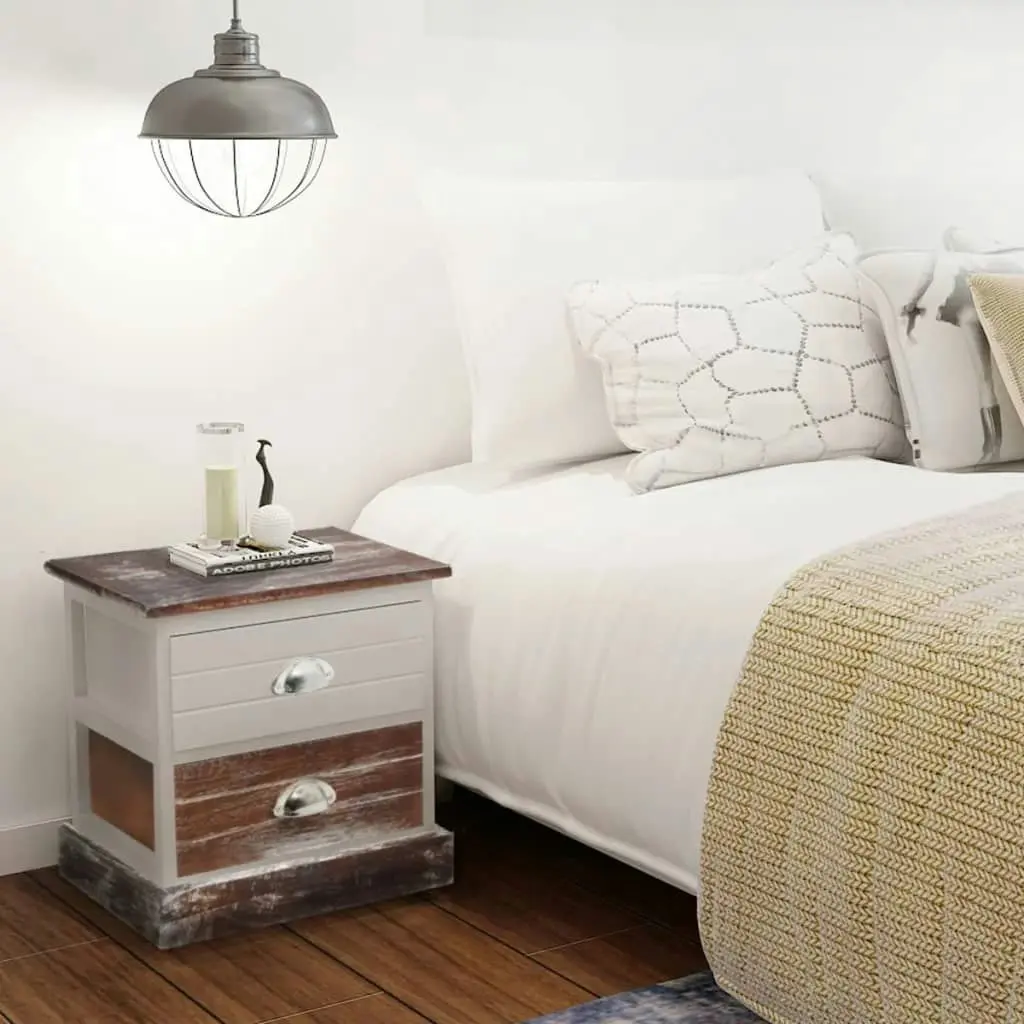 Bedside Cabinet Brown and White 242884